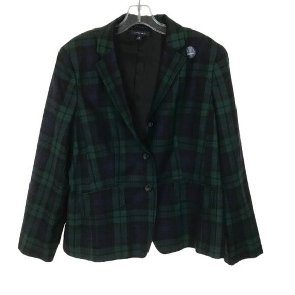 NWT Lands' End Womens Plus Size 18 Tartan Plaid Pure Wool Blazer Jacket NEW - Picture 1 of 4